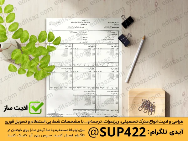 ساخت و طراحی ریز نمرات مدرک لیسانس